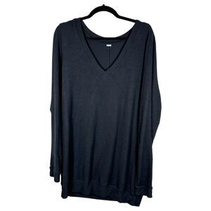 Three Dots Black Super Soft Cozy Long Sleeve V Neck Tunic Sweater Women's XXL